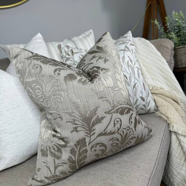 Floral Cushion Cover, Decorative Pillow Mink Cover For Sofa, Scatter Throw Pillow, Textured Designer Fabric - image 1