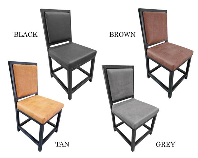 Leather Dining Chair - Made Using Genuine Leather & Steel Farmhouse Custom Made Fpdc - image 1