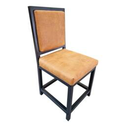 Leather Dining Chair - Made Using Genuine Leather & Steel Farmhouse Custom Made Fpdc - thumbnail 2