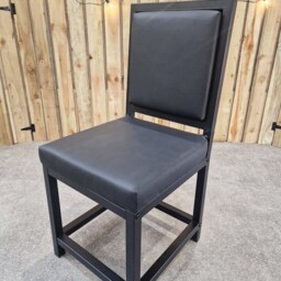 Leather Dining Chair - Made Using Genuine Leather & Steel Farmhouse Custom Made Fpdc - thumbnail 4