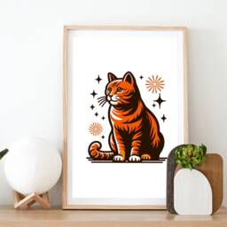 Ginger Cat Print Set - Of 3 Posters - Scandi Style Scandinavian Picture Wall Art Home Decor Gift For Lover Artwork - thumbnail 2