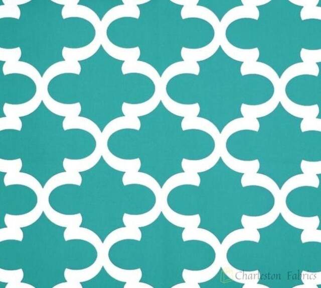 "Turquoise Trellis Outdoor Summer Pillow Cover. White & .16"", 17"", 18"", 20"" 24"" 26" - image 1