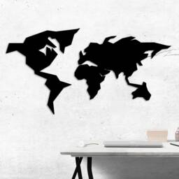 Black Magnetic Metal World Map Geometric Wall Art - thumbnail 2