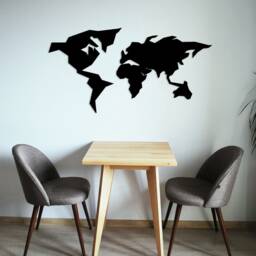 Black Magnetic Metal World Map Geometric Wall Art - thumbnail 3