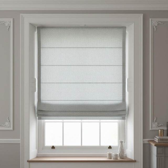 Bespoke Roman Blinds - Made To Measure With Plain Jacquard Rustic Design Custom Shades - image 1