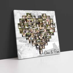Heart Photo Collage Canvas Custom Wedding, Anniversary, Or Family Gift - thumbnail 1