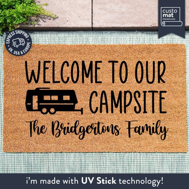 Custom Doormat For Your Tent - Welcome To Our Campsite Outdoor Hosting Door Mat Personalized Camper Accessories - image 1