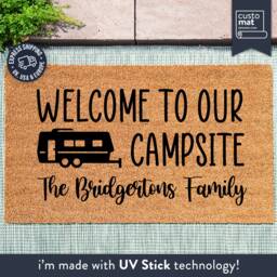 Custom Doormat For Your Tent - Welcome To Our Campsite Outdoor Hosting Door Mat Personalized Camper Accessories - thumbnail 1