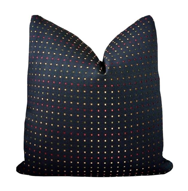 Onyx Multicolor Geometric Squares Pillow Cover - Red - Blue Gold Woven/Embroidery Throw - image 1