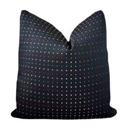 Onyx Multicolor Geometric Squares Pillow Cover - Red - Blue Gold Woven/Embroidery Throw