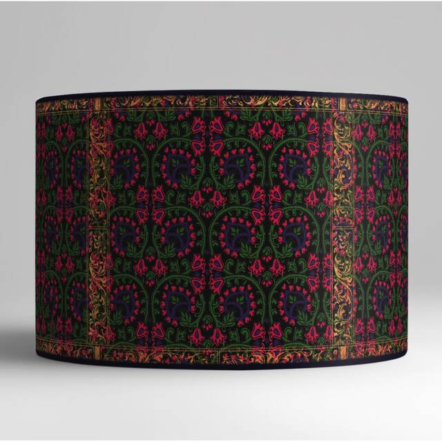 Vintage Floral Lampshade, Retro Table Lamp Shade, Black Paper - image 1