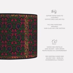 Vintage Floral Lampshade, Retro Table Lamp Shade, Black Paper - thumbnail 2