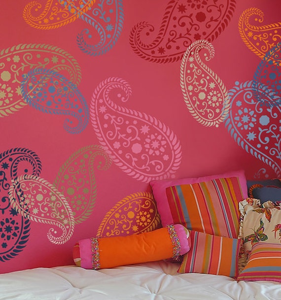 Wall Stencil Vintage Paisley Lg - Reusable Stencils For Painting Nursery Better Than Decals - image 1