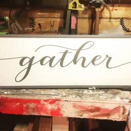 Gather Sign/Farmhouse Syle Decor Larger Gather Handcrafted & Painted Wall Decor/ Wood Framed - thumbnail 3