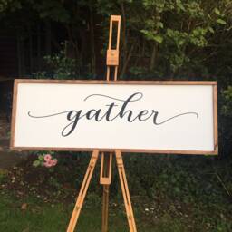 Gather Sign/Farmhouse Syle Decor Larger Gather Handcrafted & Painted Wall Decor/ Wood Framed - thumbnail 4