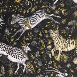 Clarke & Clarke, Jungle Animals Charcoal Gold Velvet Cushion Cover, Throw Pillow Home Decor - thumbnail 3