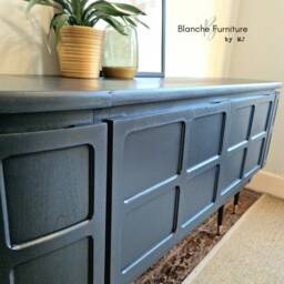 Long Curved Nathan Sideboard in Railings Grey With Black & Gold Tapered Legs - thumbnail 2