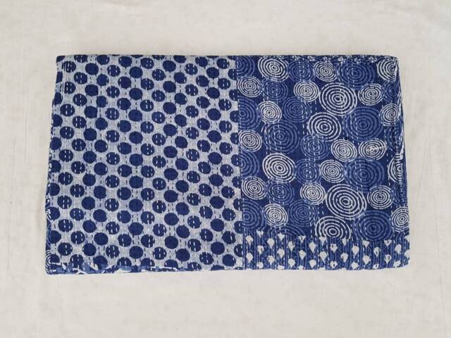 Patchwirk Print Indian Kantha Throw, Cotton Quilts, Kantha Bedspread , 100% Cotton, Handblock Quilt, Gudari - image 1