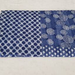 Patchwirk Print Indian Kantha Throw, Cotton Quilts, Kantha Bedspread , 100% Cotton, Handblock Quilt, Gudari - thumbnail 2