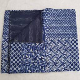 Patchwirk Print Indian Kantha Throw, Cotton Quilts, Kantha Bedspread , 100% Cotton, Handblock Quilt, Gudari - thumbnail 4