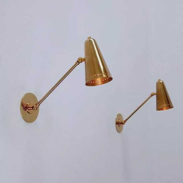 Pair Mid Century Modern Brass Wall Sconce, Vintage Adjustable Polished Brass, Modernist Bedside Light Retro Interior & Bathroom Lighting - image 1