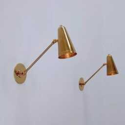 Pair Mid Century Modern Brass Wall Sconce, Vintage Adjustable Polished Brass, Modernist Bedside Light Retro Interior & Bathroom Lighting
