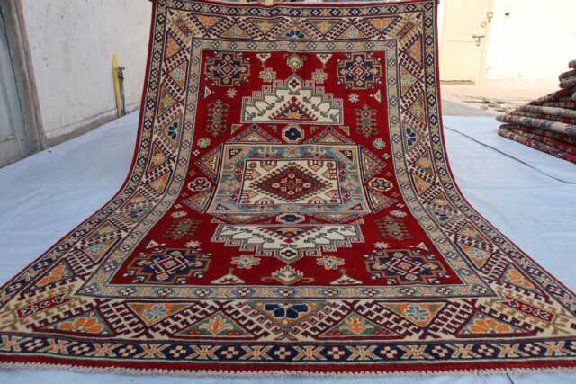 4'11x6'11 Ft Hand Knotted Afghan Kazak Area Rug - New Luxury Rug, Medallion Turkish Geometric Rug, For Livingroom - image 1
