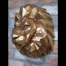 Golden Geometric Lion Head Wall Art - Mounted Style Ornaments Themed Gifts Bust Ornament - thumbnail 2