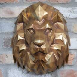 Golden Geometric Lion Head Wall Art - Mounted Style Ornaments Themed Gifts Bust Ornament - thumbnail 3