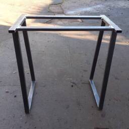 Trapezium Design Metal Table Frame Retro Industrial Steel Desk Bar Breakfast Island With Double Bolted Support - thumbnail 2