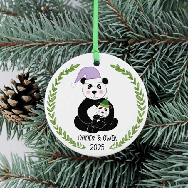 Personalised Panda Dad & Son Or Daughter Ornament - Cute Father & Child Christmas Tree Decoration, Family Keepsake - image 1