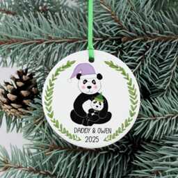 Personalised Panda Dad & Son Or Daughter Ornament - Cute Father & Child Christmas Tree Decoration, Family Keepsake