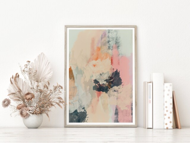 Colourful Minimal Art, Minimalist Painting, Gallery Wall, Modern Art Print, Abstract Wall Bright Home Decor - image 1