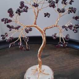 2nd Anniversary Garnet Crystal Tree, January Birthstone Gift, Gold & Red Home Decor - thumbnail 3