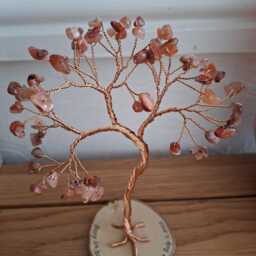 2nd Anniversary Garnet Crystal Tree, January Birthstone Gift, Gold & Red Home Decor - thumbnail 4