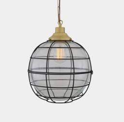 Hudson Vintage Glass Globe Cage Pendant Light 12.5'' Ip20