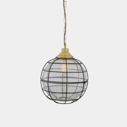 Hudson Vintage Glass Globe Cage Pendant Light 12.5'' Ip20 - thumbnail 2