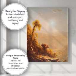 Sunlit Mountain Valley Autumn Vista Traditional Landscape Canvas Wall Art Print Decor Picture Ready To Hang - thumbnail 3
