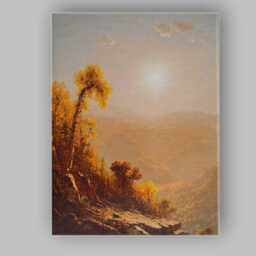 Sunlit Mountain Valley Autumn Vista Traditional Landscape Canvas Wall Art Print Decor Picture Ready To Hang - thumbnail 1