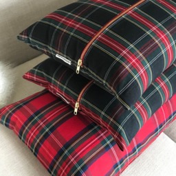 Oversized Red Plaid Lumbar Pillow Cover - Christmas Pillow, Plaid, Skinny Extra Long Lumbar, Stewart Tartan - thumbnail 3