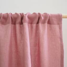 Dusty Pink Linen Ruffled Curtain Panel Made Of Medium - 160 G/M2. For Living Room Or Children's Room - thumbnail 3