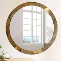 Gold Abstract, Gold, Round Mirror Frame, Decorative Mirror, Frame Print, Unique Wall - thumbnail 4