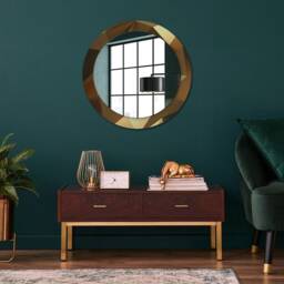 Gold Abstract, Gold, Round Mirror Frame, Decorative Mirror, Frame Print, Unique Wall - thumbnail 2