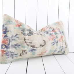 Vintage Turkish Kilim Lumbar Pillow Cover Bohemian Sofa Accent - 12x24 - thumbnail 3