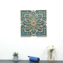 Square Mandala Wood Wall Art, Layered Spiritual Decor - thumbnail 4