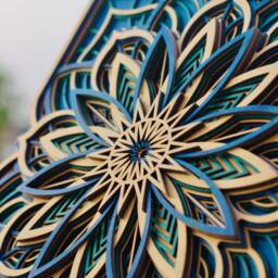 Square Mandala Wood Wall Art, Layered Spiritual Decor - thumbnail 3