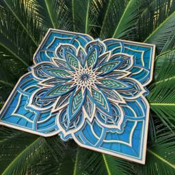 Square Mandala Wood Wall Art, Layered Spiritual Decor - thumbnail 1