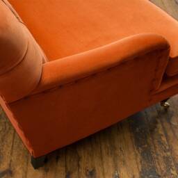 3 Seater Orange Velvet Fabric Chesterfield Sofa, British Handmade - thumbnail 3