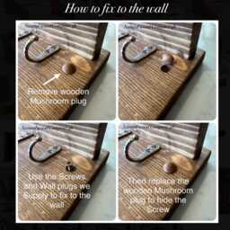 Handmade Oak Waxed Single Key Holder - Dog Leash Hook Slim Vertical Design - thumbnail 4