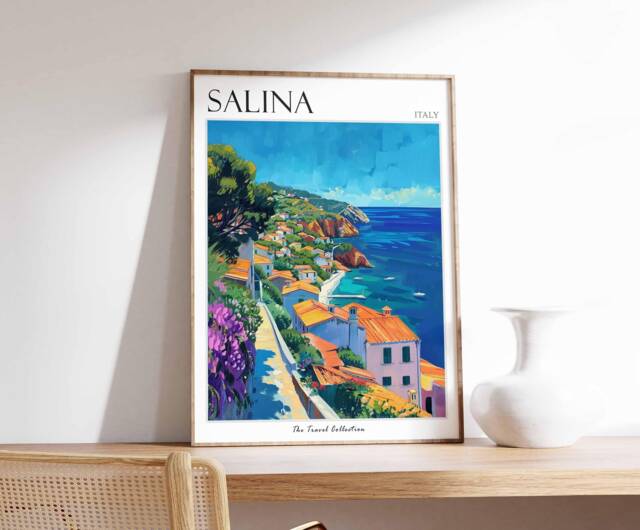Salina Italy Travel Poster Aeolian Island Wall Art - image 1